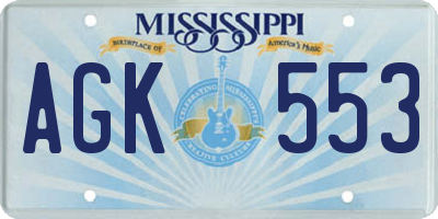 MS license plate AGK553