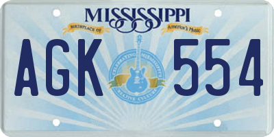 MS license plate AGK554