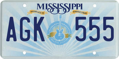 MS license plate AGK555