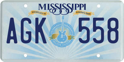 MS license plate AGK558