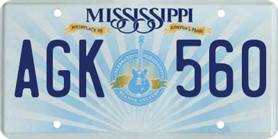 MS license plate AGK560