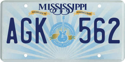 MS license plate AGK562