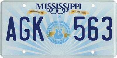 MS license plate AGK563