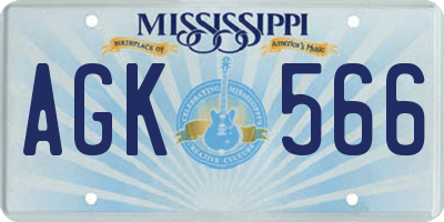 MS license plate AGK566