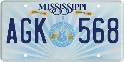MS license plate AGK568
