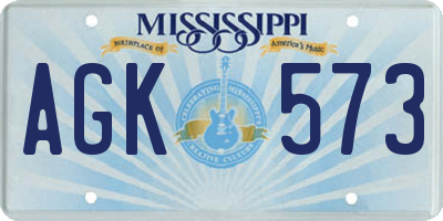 MS license plate AGK573
