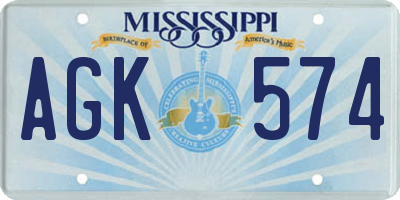 MS license plate AGK574