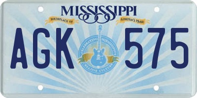 MS license plate AGK575