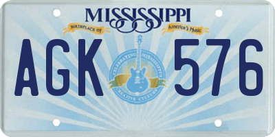 MS license plate AGK576