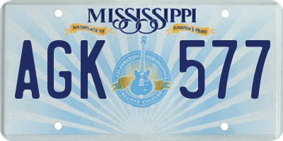 MS license plate AGK577