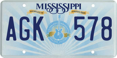 MS license plate AGK578