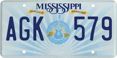 MS license plate AGK579