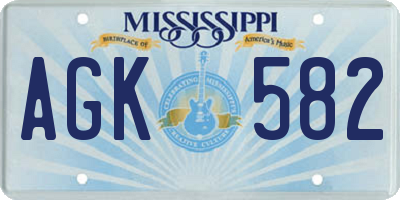 MS license plate AGK582