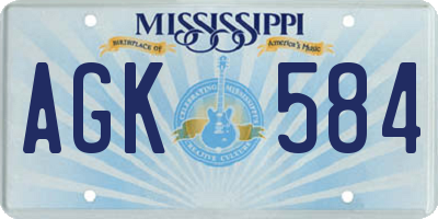 MS license plate AGK584