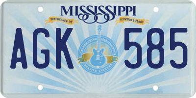 MS license plate AGK585