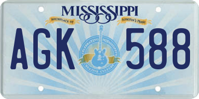 MS license plate AGK588
