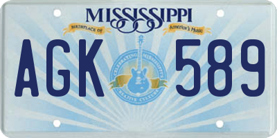 MS license plate AGK589