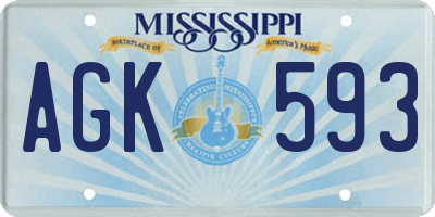 MS license plate AGK593