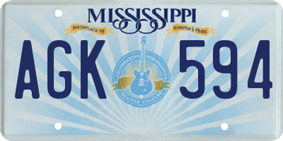 MS license plate AGK594