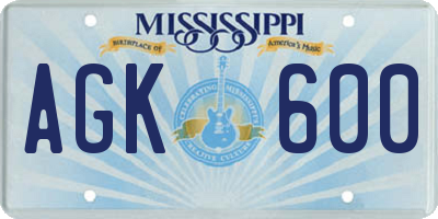 MS license plate AGK600