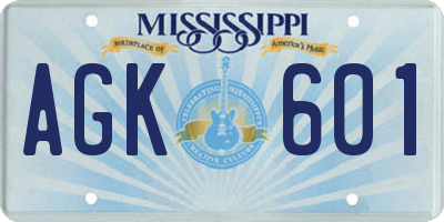 MS license plate AGK601