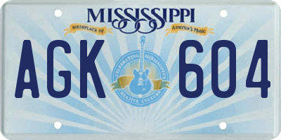 MS license plate AGK604