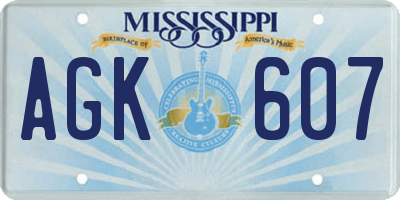 MS license plate AGK607