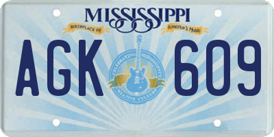 MS license plate AGK609