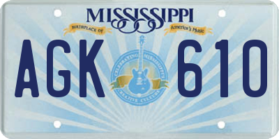 MS license plate AGK610