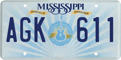MS license plate AGK611