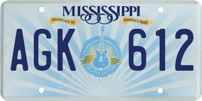 MS license plate AGK612