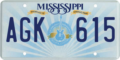 MS license plate AGK615