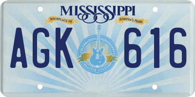 MS license plate AGK616