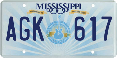 MS license plate AGK617