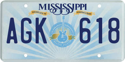 MS license plate AGK618