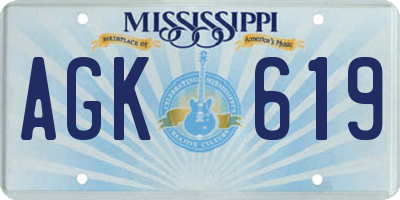 MS license plate AGK619