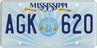 MS license plate AGK620
