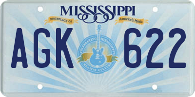 MS license plate AGK622