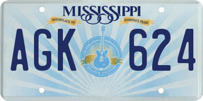 MS license plate AGK624