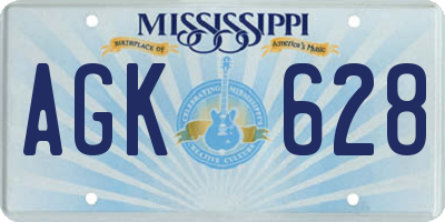 MS license plate AGK628