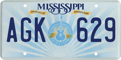 MS license plate AGK629