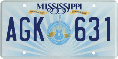 MS license plate AGK631