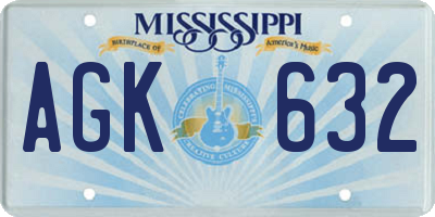 MS license plate AGK632