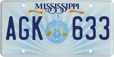 MS license plate AGK633