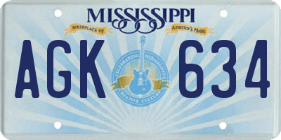 MS license plate AGK634