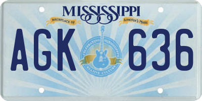 MS license plate AGK636
