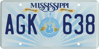 MS license plate AGK638