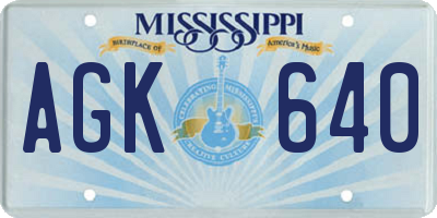 MS license plate AGK640