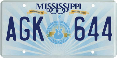 MS license plate AGK644