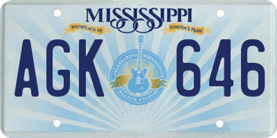 MS license plate AGK646
